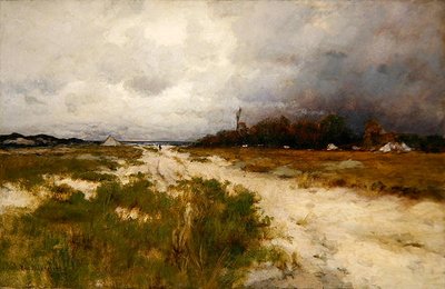 海岸の風景、砂丘と風車 作： Robert Eichelberger