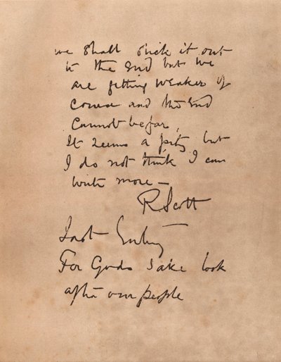 スコット船長の日記の最後のページ、1912年1935年 作： Robert Falcon Scott