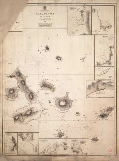 HMS「ビーグル号」航海中に調査されたガラパゴス諸島の海図 作： Robert Fitzroy