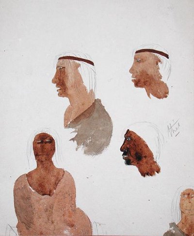 Fuegian Types, c.1832 (pencil and watercolor on paper) 作： Robert Fitzroy