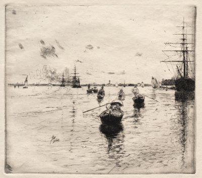 汽船とゴンドラのあるラグーン、1885年。 作： Robert Frederick Blum