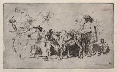 男性とロバ、ローマ、1880。 作： Robert Frederick Blum