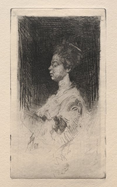 日本人の女の子のプロフィールヘッド、1879年。 作： Robert Frederick Blum