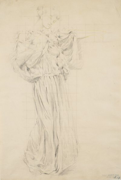 ムードトゥミュージックの研究、1893-95年（バフウォーブ紙に黄色の鉛筆が描かれたグラファイト） 作： Robert Frederick Blum