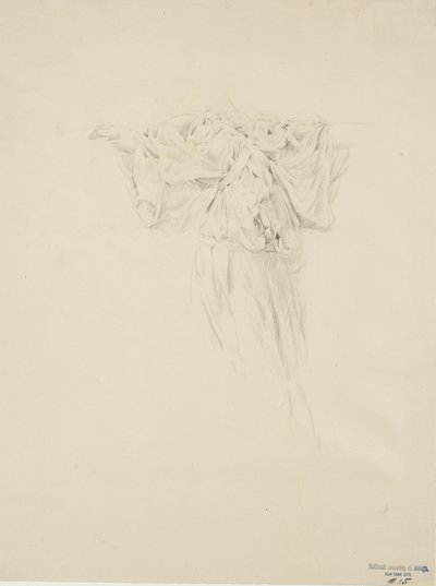 Moods to Musicの壁画のカーテンの研究、1893〜95年（バフウォーヴ紙に黄色の鉛筆が描かれたグラファイト） 作： Robert Frederick Blum