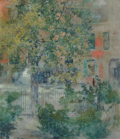 芸術家の窓からの眺め、グローブ ストリート、カリフォルニア州。 1900年。 作： Robert Frederick Blum