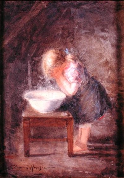 朝の洗濯」1900年頃（水彩・紙） 作： Robert Gemmell Hutchison