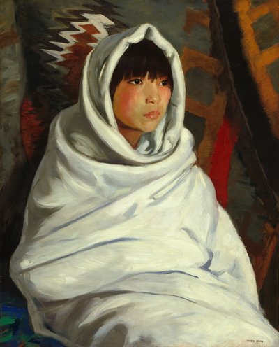 白い毛布のインドの女の子 作： Robert Henri