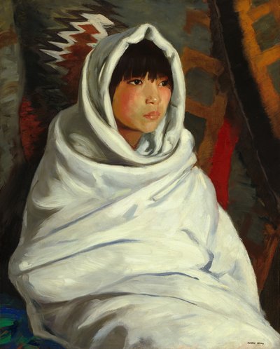 白い毛布を着たインドの少女、1917年。 作： Robert Henri