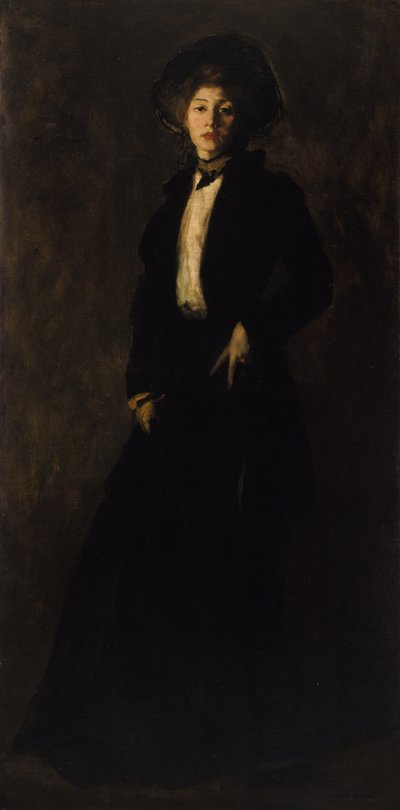 黒い服を着た若い女性 作： Robert Henri