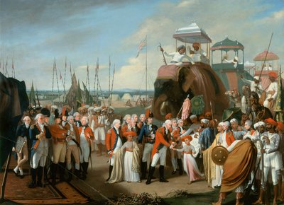 コーンウォリス中将（1738-1805）c.1793によるミソリアン人質王子の受け入れ 作： Robert Home