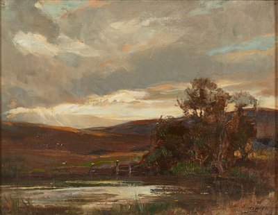 エトリック橋のスワイヤー通りの夕べ (キャンバスに油彩) 作： Robert Hope