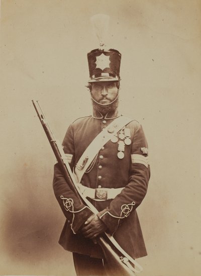 色の軍曹ジョンポール、ロイヤルサッパーズアンドマイナーズ、1856年（セピア写真） 作： Robert Howlett