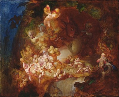 ティティアナのエルフ、リスの巣を奪う、1854年 作： Robert Huskisson
