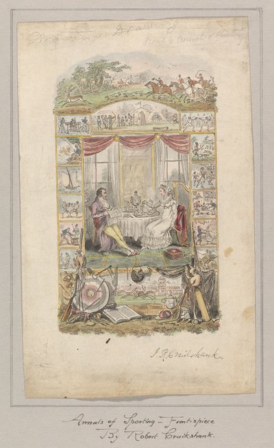 Projeto para o Frontspiece dos Anais do Sporting and Fancy Gazette, Volume 1 作： Robert Isaac Cruikshank