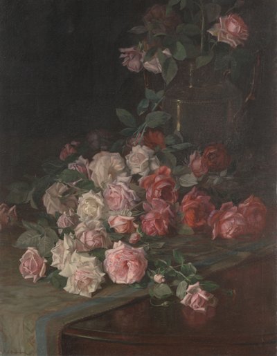 バラとマホガニー、1900年頃（パネルに油彩） 作： Robert Jenkins Onderdonk