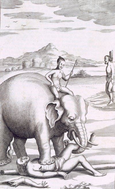 象による処刑、パブ。 1681年。 作： Robert Knox