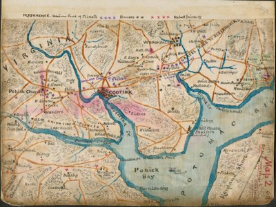 (ピケットラインを示すポトマック川下流の地図、1862年1月） LOC gvhs01.vhs00059 作： ロバートノックススネーデン