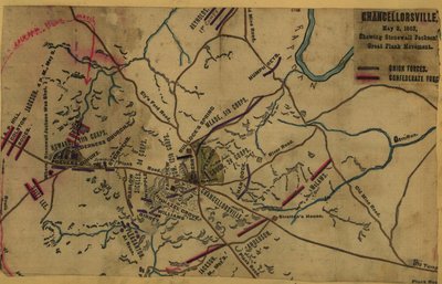 1863年5月2日、チャンセラーズヴィル、ストーンウォール・ジャクソンの大きな側面作戦を示す LOC gvhs01.vhs00287 作： ロバートノックススネーデン