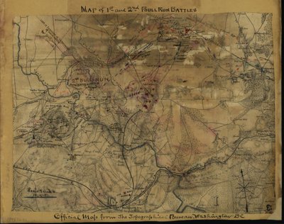 第1次および第2次ブルラン戦の地図。ワシントンD.C.の地形局による公式地図 LOC gvhs01.vhs00239 作： ロバートノックススネーデン