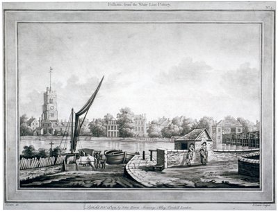 ホワイト ライオン インからのフラムの眺め、パトニー、ロンドン、1783 年 作： Robert Laurie