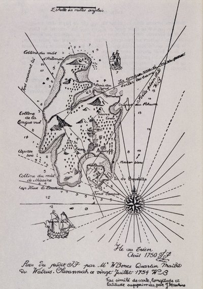 トレゾアの島の地図（海賊？ 作： Robert Louis Stevenson