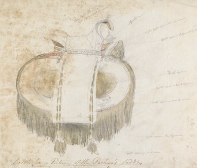 ペシュワの鞍の絵のスケッチ 作： Robert Mabon