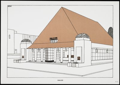 Unes Cite ModerneのHalles、Rob Mallet-Stevens Architecteによるドローイング、1987年（発行） 作： Robert Mallet Stevens