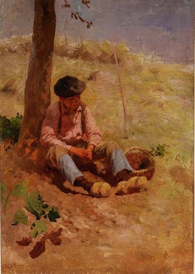 休息するフィールドワーカー 作： Robert McGregor