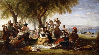 1848年のヴェネツィア近くのリドのフィエスタシーン 作： Robert McInnes