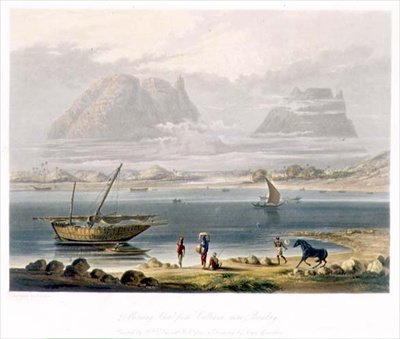 ボンベイ近郊のカリアンからの朝の眺め（「インドの風景・衣装・建築」第1巻より）William Daniell（1769-1837）の絵、R.G. Reeve（fl.1811-37）の彫刻、Smith, Elder and Companyの出版物。 作： Robert Melville (after) Grindlay