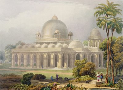 ジョンウィリス（fl.1826-52）によってエッチングされ、チャールズBによって彫刻された、インドの風景、衣装、建築の第2巻の、グゼラートのメフモオバードにあるロザ、またはスルタンメフムードのヴィジエの墓 作： Robert Melville Grindlay