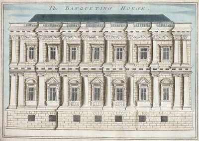 バンケットハウス、ホワイトホール、「ロンドンの街とその周辺の注目すべき場所の展望の書」、1700年頃（彫刻） 作： Robert Morden