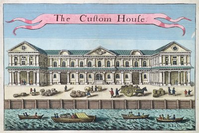 税関、「ロンドン市とその周辺の注目すべき場所の見通しの書」、1700年頃 作： Robert Morden