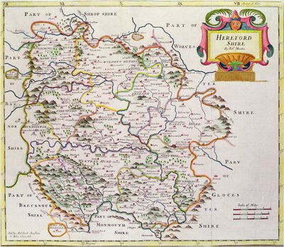 ヘレフォードシャーの地図、1695 作： Robert Morden
