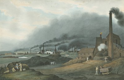 ビルストン-ブラッドリー製鉄所：水彩画、1837年 作： Robert Noyes