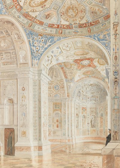 ジュリオ ロマーノとバルダッサーレ ペルッツィによる装飾が施されたヴィラ マダマのインテリア、1897 年。 作： Robert Oerley