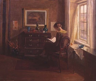 インテリアで読書する女性 作： Robert Panitzsch