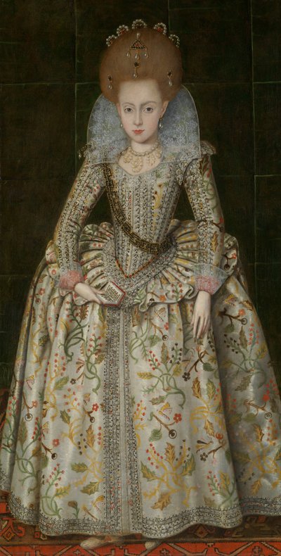 エリザベス王女 1596-1662 年、後にボヘミアの女王、約。 1606年。 作： Robert Peake I