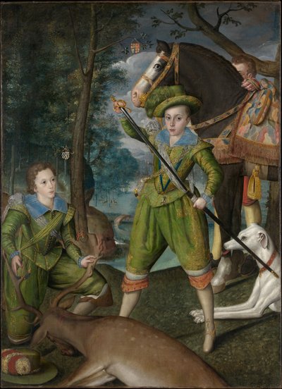 ヘンリーフレデリック（1594〜1612）、プリンスオブウェールズ、ジョンハーリントン（1592〜1614）、狩猟場で 作： Robert Peake the elder