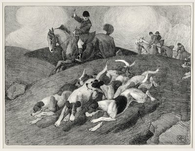 狩猟風景（リトグラフ 作： Robert Polhill Bevan