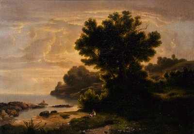 湖畔の家族のいる風景 作： Robert S. Duncanson