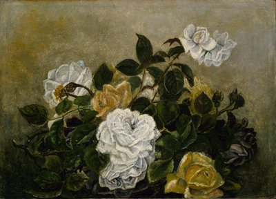 バラ--ファンシーな静物、バラのある静物 作： Robert S. Duncanson