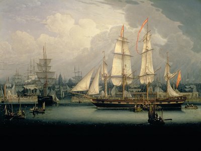 1810年頃、リバプール港の4本のマストクリッパー船 作： Robert Salmon