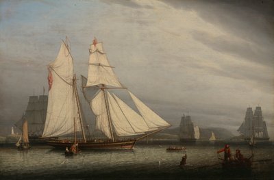 港の情景、1842 年。 作： Robert Salmon