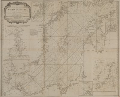 バルト海または東海の島、岩、浅瀬とその標識、灯台、測深、航路を示す新しく正確な海図。 作： Robert Sayer