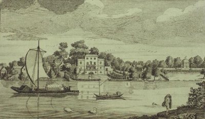 トゥイッケナムのミスター・ポーの家の眺め、1750年頃（エングレーヴィング） 作： Robert Sayer