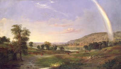 虹のある風景、1859年。 作： Robert Seldon Duncanson