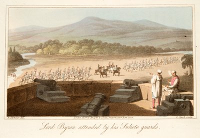 バイロン卿は、彼のスリオットガード、パブが出席しました。 1825年。 作： Robert Seymour