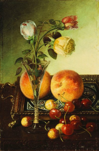 バラ、桃、チェリー、1891 作： Robert Spear Dunning